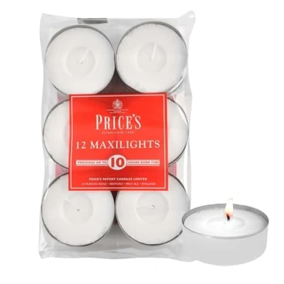 Image of Prices White Maxi Tealights Pack of 12