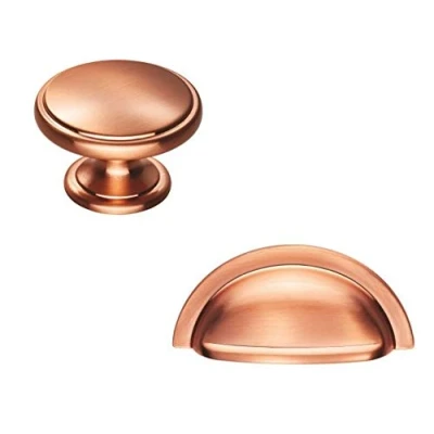Image of Abrafix Ariel/Henrietta/Oxford Satin Copper Kitchen Cabinet 76mm Cup Handle / 38mm Knob (Cup Handle)