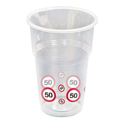 Image of Traffic Sign 50th Birthday Party Cups pack of 10