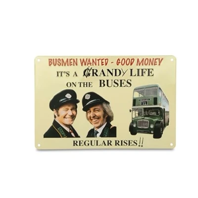 Image of On the Buses TV Show Stan Butler Jack Recruitment Embossed Tin Wall Sign Plaque 12x8
