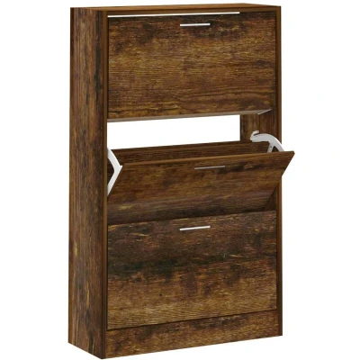 Image of vidaXL Shoe Cabinet Smoked Oak 63x24x103 cm Engineered Wood