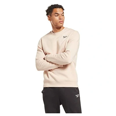 Image of Reebok Men&#039;s Left Chest Logo Crew Sweatshirt, soft ecru, XS