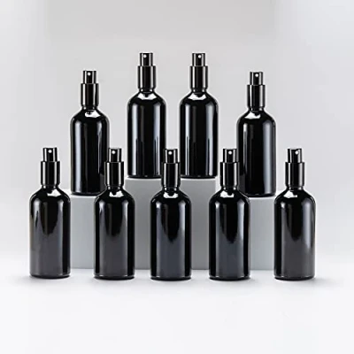 Image of YIZHAO 100ml Black Glass Spray Bottle for Essential Oils, Small Empty Fine Mist Bottle, Cleaning, Aromatherapy, Cosmetic Sprays, Hair 9 Pcs