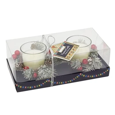 Image of Cinnamon Spice Scented Candle Christmas Table Centrepiece 2 Piece Wreath Pot Ornament Xmas Fragrance