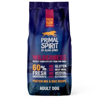 Image of Primal Spirit Wilderness Pork, Chicken &amp; Fish Complete Dog Food Multi Protein Gluten Free High Nutritional Values Suitable For All Breeds (12kg (Pack of 1))