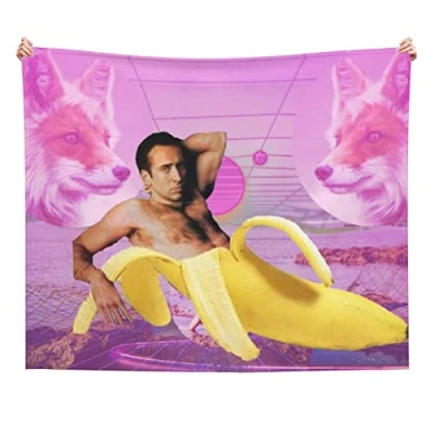Image of Funny Banana Vaporwave Blanket Flannel Fleece Throw Blankets 60&quot;X50&quot; Soft Cozy Fuzzy Plush Home Decor for Couch Bed Sofa Living Room Bedroom