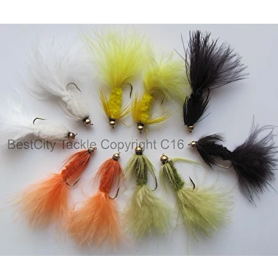 Image of Fly Fishing Trout Flies BEADHEAD TADPOLE LURES pack of 10 Packed UK #90