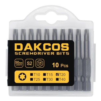 Image of DAKCOS T20 Torx Bit, 10PCS Impact Driver Bits, 1/4&quot; Screwdriver Bit Sets, Premium S2 Alloy Steel 50mm Long