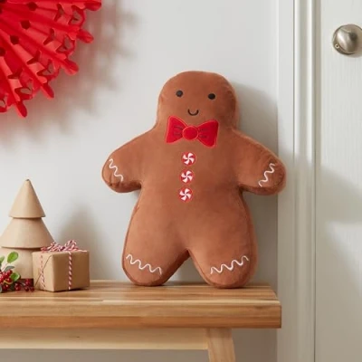 Image of Catherine Lansfield Christmas Gingerbread 3D Shaped Cushion Brown