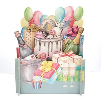 Image of Birthday cake and gift 3D Pop Up Greeting Card by Alljoy Cards