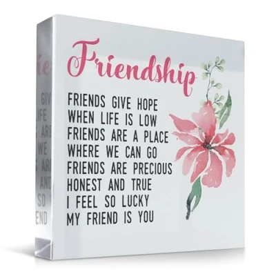 Image of Red Ocean Gift For Best Friend Friendship Plaque Clear Block Standing Sign Birthday Christmas Thank You Gifts Keepsake