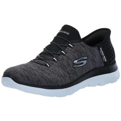Image of Skechers Women&#039;s Hands Free Slip ins Summits Dazzling Haze Sneaker, Black White, 5.5 UK Wide