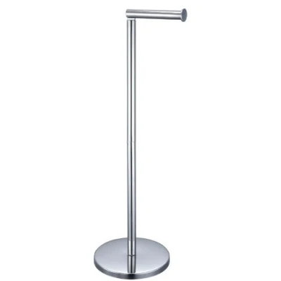 Image of CHROME FREE STANDING TOILET ROLL HOLDER WITH EXTRA ROLLS STORAGE SPACE SWIVEL ACTION