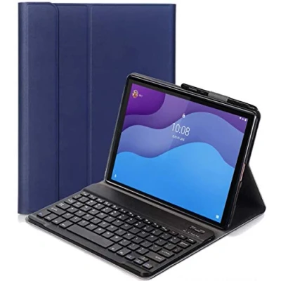 Image of Keyboard Case for Lenovo Tab M10 HD (2nd Gen) 10.1 (AZERTY Layout), Ultra Slim Flip with Removable Wireless Stand Cover TB X306F/X306X, Blue