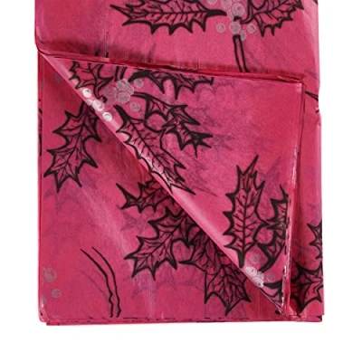 Image of Christmas Holly Tissue Paper, Cerise Pink, 500mm x 750mm Acid Free MG 10 sheets
