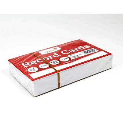 Image of Perfect Quality Record Cards 5x3&quot; Plain Blank Pack(100) +(Pen Free)