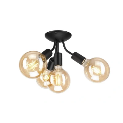 Image of Viggo Multi Arm Semi Flush Ceiling Light Black, 4x E27