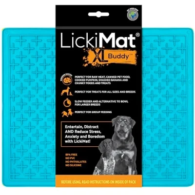 Image of LickiMat X Large Buddy, Dog Feeding Mat for Boredom and Anxiety Relief, Ideal Food, Treats, Yoghurt or Peanut Butter, Fun Alternative to a Slow Feeder Bowl, Perfect Breeds, Turquoise