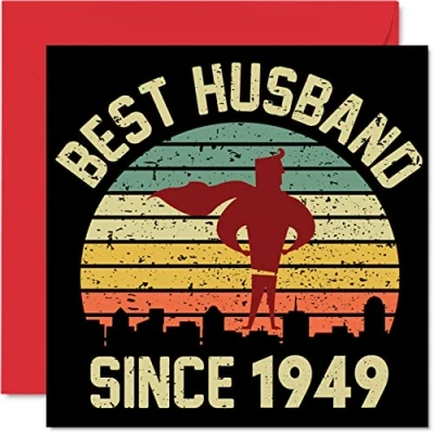 Image of 75th Anniversary Card for Husband from Wife Best Since 1949 I Love You Gifts, Happy Wedding Cards Partner, 145mm x Greeting Seventy Fifth Anniversaries