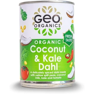 Image of Geo Organics Coconut &amp; Kale Dahl 400g (Pack of 3) Authentic Indian Side Dish Low Sugar Salt Certified Organic Vegan Meals Gluten Free Food Mild Spice Level