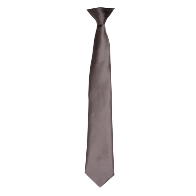Image of Premier Colours Mens Satin Clip Tie (Dark Grey) One Size