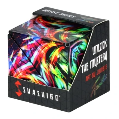 Image of SHASHIBO Shape Shifting Box Award Winning, Patented Fidget Cube w/ 36 Rare Earth Magnets Transforms Into Over 70 Shapes, Download Fun in Motion Toys Mobile App (Artist Series Cosmic Surfer)