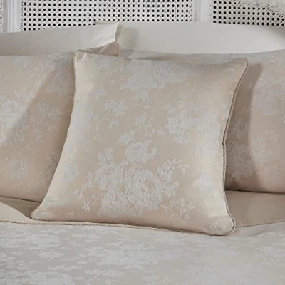 Image of Dreams &amp; Drapes Ivory Floral Duvet Cover Sets Super King Bedding Size (260 x 220cm) Flower Roses Traditional/Vintage Jacquard Luxury Imelda Collection