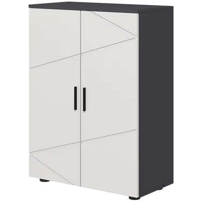 Image of kleankin Small Bathroom Cabinet, Storage Cabinet with 2 Doors Cupboard, Adjustable Shelves and Soft Close Mechanism, Grey