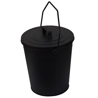 Image of Inglenook Coal Bucket With Lid Black Metal Ash Tidy Bin Carrier Fire 176