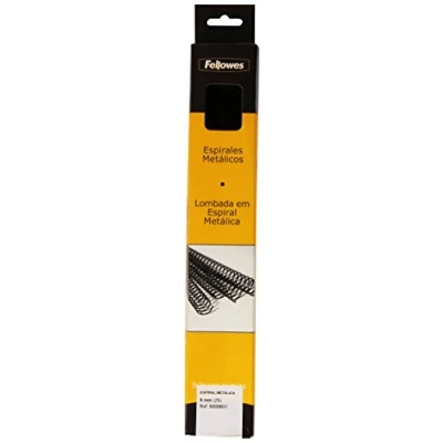 Image of Fellowes 25 Spiral Metal for Binding, 5: 1, 59 Holes, Black 6 mm