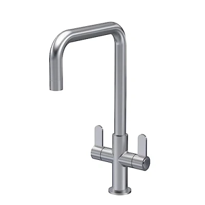 Image of nuie KSI605DL Kosi Mono Mixer Kitchen Tap with Dual Lever Handles, 361mm, Brushed Nickel