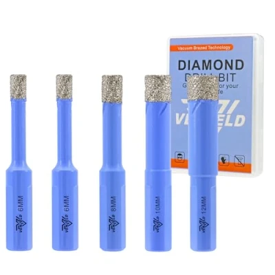 Image of Dry Diamond Drill Bits Set 6/6/8/10/12mm 5Pcs Tile Hole Saw Kit for Ceramic Porcelain Marble Granite Triangle Shank with Storage Case