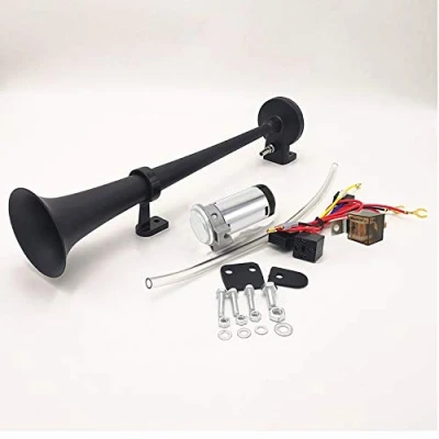 Image of YIYIDA YD802 car Horn air 150DB 450mm Loudspeaker Chrome Zinc Black Single Trumpet truck Speaker with compressor pump for any 12V vehicle etc