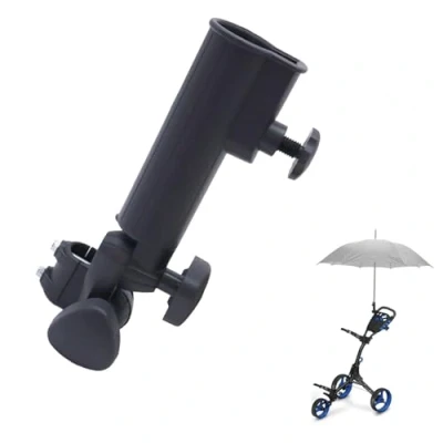 Image of DEWIN Golf Cart Umbrella Holder, Universal Holder Adjustable Plastic Stand Push Pull Bike Car Easy to Install, Black