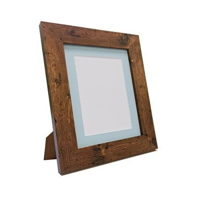 Image of Metro Vintage Wood Photo Picture Poster Frame with Blue Mount 12 x Image Size 8 inch