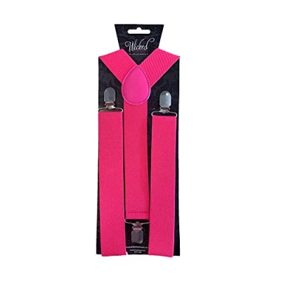 Image of Wicked Costumes Adult Extra Wide Neon Pink Braces Fancy Dress Accessory