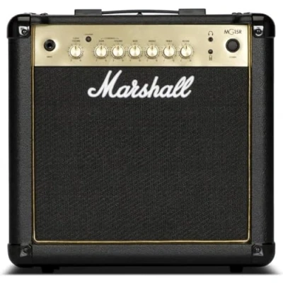 Image of Marshall MG15GR Guitar Combo Amplifer with Reverb, Practice Amp Suitable for Electric Black and Gold