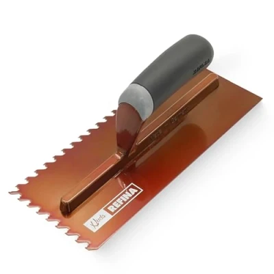 Image of Refina NotchTile Copper Adhesive Spreading Notched Tiling Trowel Right Handed 11&quot; (280mm) with 6mm Notches 2022806R