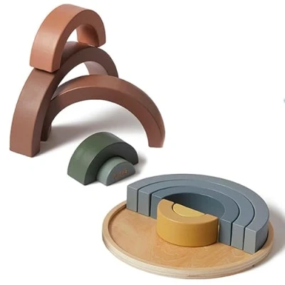 Image of FLEXA Wooden Puzzle Rainbow for Baby &amp; Toddlers Cognitive Fine Motor Skills Development Montessori Toy Ideal 1 to 3 Year Olds Boys Girls
