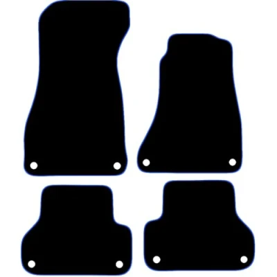 Image of Carsio Carpet Car Mats For Audi A4 2016 Onwards 4 Piece Set Tailored Fit Floor Mat Complete Accessory Black Custom Fitted All Weather, Anti Slip Backing &amp; Blue Trim