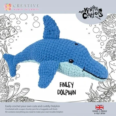 Image of KNITTY CRITTERS Complete Crochet Kit, Finley Dolphin, Cuddly Size