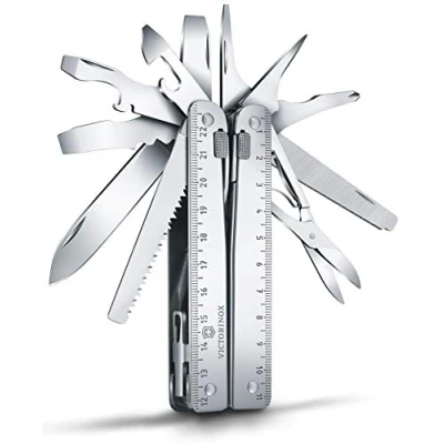 Image of Victorinox Swiss Tool Army Knife, Large, Multi Tool, 28 Functions, Locking Blade, Case, Silver