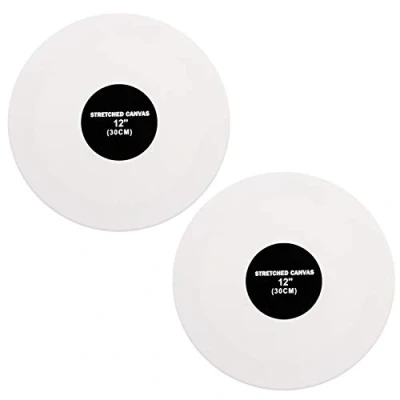Image of Belle Vous 2 Pack 12 inches Circle Shape Blank Canvas 30cm Large Round Pre Stretched Panels Suitable for Acrylic and Oil Painting Also Sketching Drawing