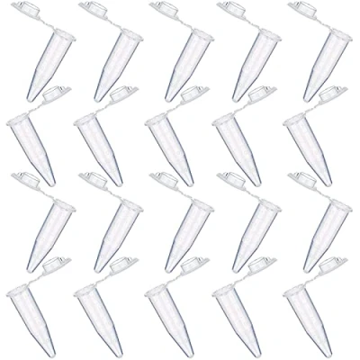 Image of 20 Pieces 1.5ml Centrifuge Tube, Micro Conical Tubes, Plastic Test Vials with Lids, Laboratory for Experiments in the (transparent)