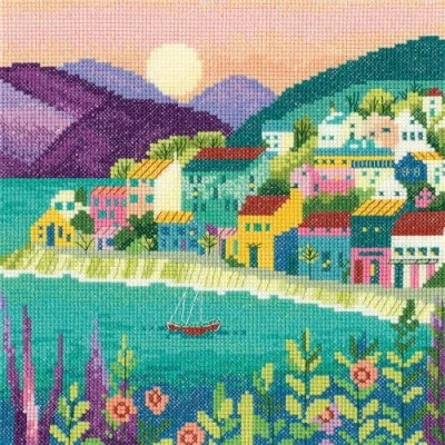 Image of Heritage Crafts Cross Stitch Kit The Peaceful Harbour (Aida)
