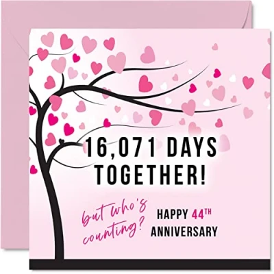 Image of Funny 44th Anniversary Card for Wife or Husband 16071 Days Together I Love You Gifts, Happy Wedding Cards Partner, 145mm x Greeting Forty Fourth Anniversaries
