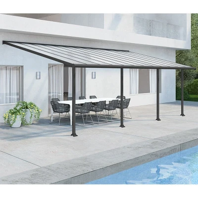 Image of 10x20 Palram Canopia Olympia Grey Patio Cover With Clear Panels
