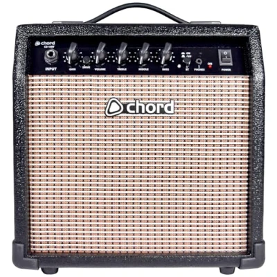 Image of Chord 10W Bluetooth Electric Guitar Amplifier with Headphones Output, Overdive Switch, Gain control, Portable Compact Practice Amp in Black