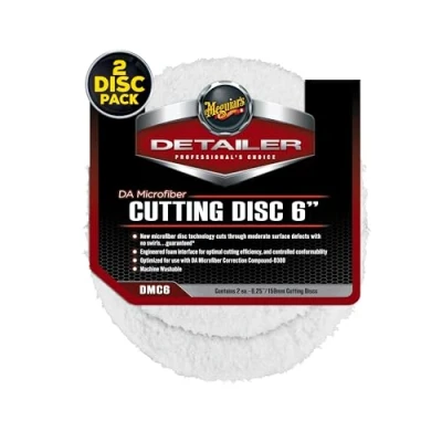 Image of Meguiar&#039;s DMC6 Detailer DA Microfibre Cutting Disc 6&quot; (2 Pack), White