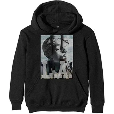 Image of Tupac Shakur 2Pac LA Skyline Official Unisex Hoodie Hooded Top (X Large) Black